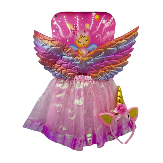 Girls Pink Unicorn Fairy Costume