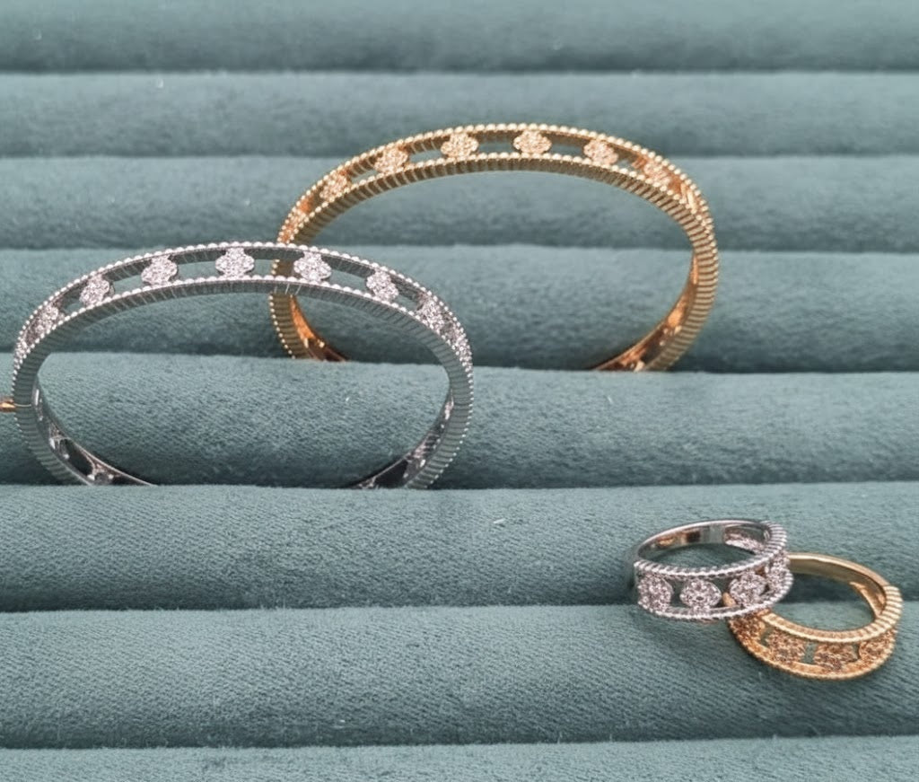 Cutwork Dot Design Bangle & Ring Set