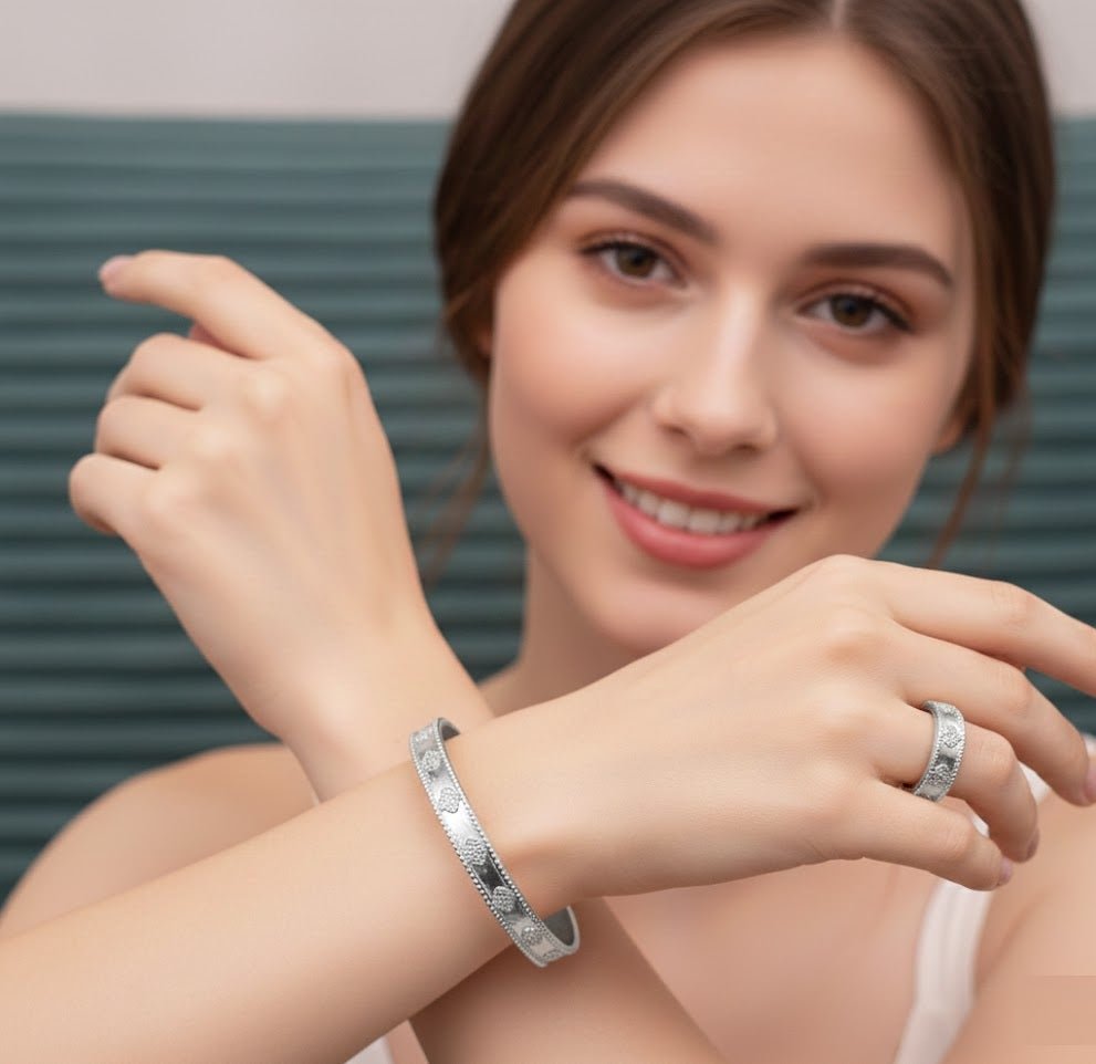 Designer CD-Inspired Chain Link Bangle & Ring Set