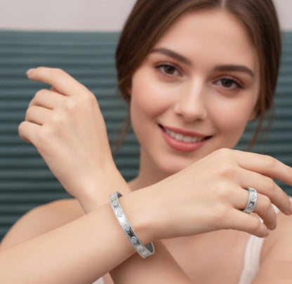 Designer CD-Inspired Chain Link Bangle & Ring Set