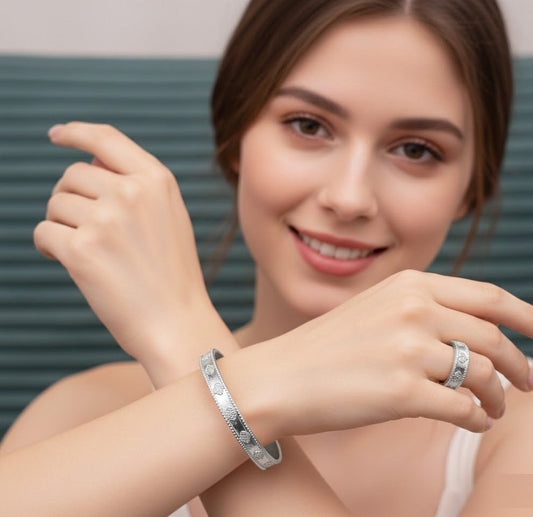 Designer CD-Inspired Chain Link Bangle & Ring Set