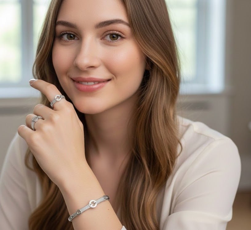 Modern Cross-Bar Zirconia Bangle Set