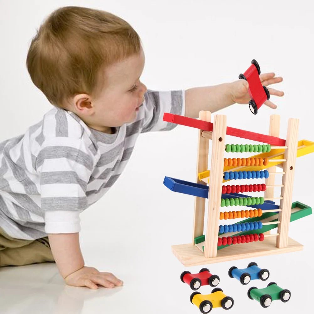 Wood Toy - Wooden Abacus & Car Slide Learning Toy